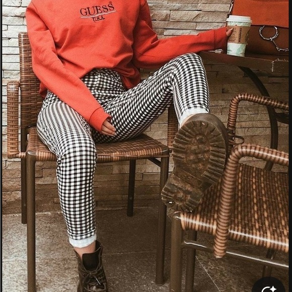 Chic Black and White Gingham Pants - Picture 3 of 4